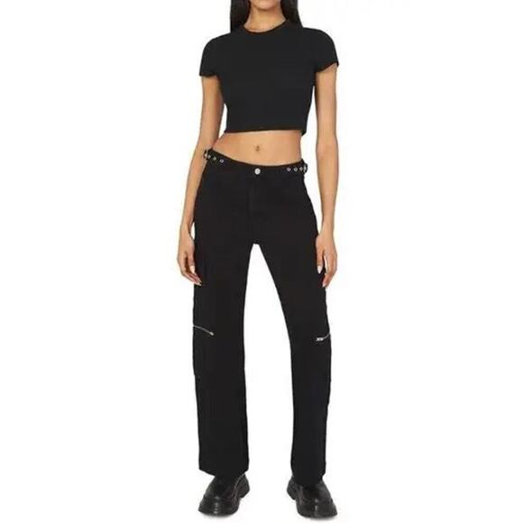WeWoreWhat Denim - We Wore What Utility Straight Stretch Twill Cargo Jeans in Black – NWT – Size 26